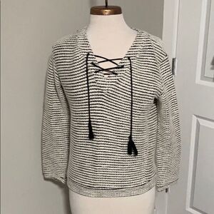 Naf Naf Paris hooded striped sweater size M EUC boho chick